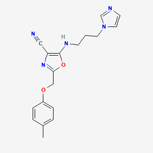 molecular formula C18H19N5O2 B11598165 5-(3-Imidazol-1-yl-propylamino)-2-p-tolyloxymethyl-oxazole-4-carbonitrile 