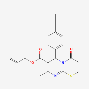 molecular formula C22H26N2O3S B11598484 prop-2-en-1-yl 6-(4-tert-butylphenyl)-8-methyl-4-oxo-3,4-dihydro-2H,6H-pyrimido[2,1-b][1,3]thiazine-7-carboxylate 