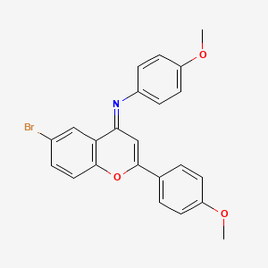molecular formula C23H18BrNO3 B11598499 N-[(4E)-6-bromo-2-(4-methoxyphenyl)-4H-chromen-4-ylidene]-4-methoxyaniline 