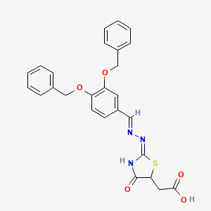 molecular formula C26H23N3O5S B11598522 [(2E)-2-{(2E)-[3,4-bis(benzyloxy)benzylidene]hydrazinylidene}-4-oxo-1,3-thiazolidin-5-yl]acetic acid 