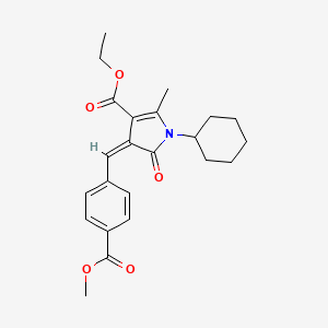 molecular formula C23H27NO5 B11598526 ethyl (4Z)-1-cyclohexyl-4-[4-(methoxycarbonyl)benzylidene]-2-methyl-5-oxo-4,5-dihydro-1H-pyrrole-3-carboxylate 