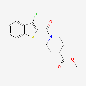 molecular formula C16H16ClNO3S B11598641 Methyl 1-(3-chloro-1-benzothiophene-2-carbonyl)piperidine-4-carboxylate 