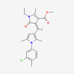 molecular formula C23H25ClN2O3 B11598645 methyl (4Z)-4-{[1-(3-chloro-4-methylphenyl)-2,5-dimethyl-1H-pyrrol-3-yl]methylidene}-1-ethyl-2-methyl-5-oxo-4,5-dihydro-1H-pyrrole-3-carboxylate 