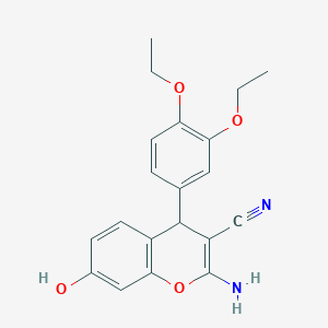 molecular formula C20H20N2O4 B11598690 2-amino-4-(3,4-diethoxyphenyl)-7-hydroxy-4H-chromene-3-carbonitrile 