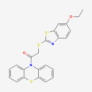 molecular formula C23H18N2O2S3 B11598714 2-[(6-ethoxy-1,3-benzothiazol-2-yl)sulfanyl]-1-(10H-phenothiazin-10-yl)ethanone 