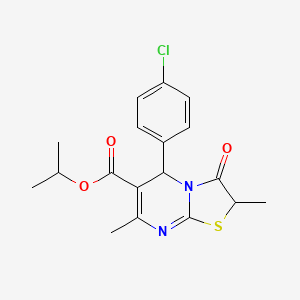 molecular formula C18H19ClN2O3S B11598785 isopropyl 5-(4-chlorophenyl)-2,7-dimethyl-3-oxo-2,3-dihydro-5H-[1,3]thiazolo[3,2-a]pyrimidine-6-carboxylate 
