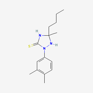 molecular formula C15H23N3S B11598837 5-Butyl-2-(3,4-dimethylphenyl)-5-methyl-1,2,4-triazolidine-3-thione 