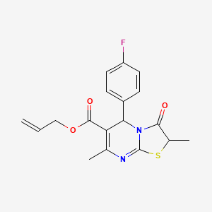 molecular formula C18H17FN2O3S B11598877 prop-2-en-1-yl 5-(4-fluorophenyl)-2,7-dimethyl-3-oxo-2,3-dihydro-5H-[1,3]thiazolo[3,2-a]pyrimidine-6-carboxylate 