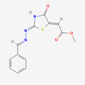 molecular formula C13H11N3O3S B11598903 methyl (2Z)-{2-[(2E)-2-benzylidenehydrazinyl]-4-oxo-1,3-thiazol-5(4H)-ylidene}ethanoate 