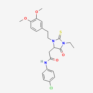 molecular formula C23H26ClN3O4S B11598940 N-(4-chlorophenyl)-2-{3-[2-(3,4-dimethoxyphenyl)ethyl]-1-ethyl-5-oxo-2-thioxoimidazolidin-4-yl}acetamide 