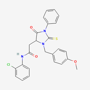 molecular formula C25H22ClN3O3S B11598943 N-(2-Chlorophenyl)-2-{3-[(4-methoxyphenyl)methyl]-5-oxo-1-phenyl-2-sulfanylideneimidazolidin-4-YL}acetamide 