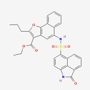 molecular formula C29H24N2O6S B11598993 Ethyl 5-{[(2-oxo-1,2-dihydrobenzo[cd]indol-6-yl)sulfonyl]amino}-2-propylnaphtho[1,2-b]furan-3-carboxylate 