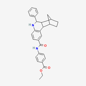 molecular formula C30H30N2O3 B11599009 Ethyl 4-{[(6-phenyl-5,6,6a,7,8,9,10,10a-octahydro-7,10-methanophenanthridin-2-yl)carbonyl]amino}benzoate 