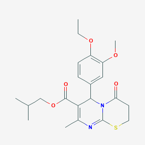 molecular formula C22H28N2O5S B11599049 isobutyl 6-(4-ethoxy-3-methoxyphenyl)-8-methyl-4-oxo-3,4-dihydro-2H,6H-pyrimido[2,1-b][1,3]thiazine-7-carboxylate 