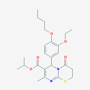 molecular formula C24H32N2O5S B11599150 propan-2-yl 6-(4-butoxy-3-ethoxyphenyl)-8-methyl-4-oxo-3,4-dihydro-2H,6H-pyrimido[2,1-b][1,3]thiazine-7-carboxylate 