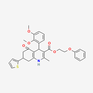 molecular formula C31H31NO6S B11599152 2-Phenoxyethyl 4-(2,3-dimethoxyphenyl)-2-methyl-5-oxo-7-(thiophen-2-yl)-1,4,5,6,7,8-hexahydroquinoline-3-carboxylate 