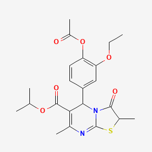 molecular formula C22H26N2O6S B11599161 propan-2-yl 5-[4-(acetyloxy)-3-ethoxyphenyl]-2,7-dimethyl-3-oxo-2,3-dihydro-5H-[1,3]thiazolo[3,2-a]pyrimidine-6-carboxylate 