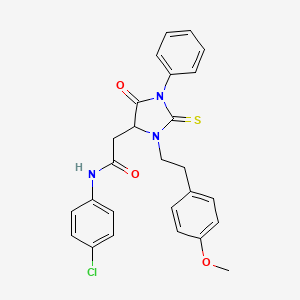 molecular formula C26H24ClN3O3S B11599174 N-(4-chlorophenyl)-2-{3-[2-(4-methoxyphenyl)ethyl]-5-oxo-1-phenyl-2-thioxoimidazolidin-4-yl}acetamide 