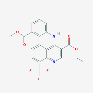 molecular formula C21H17F3N2O4 B11599346 Ethyl 4-{[3-(methoxycarbonyl)phenyl]amino}-8-(trifluoromethyl)quinoline-3-carboxylate 
