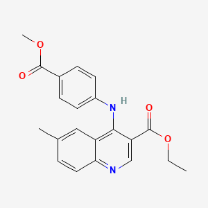 molecular formula C21H20N2O4 B11599551 Ethyl 4-{[4-(methoxycarbonyl)phenyl]amino}-6-methylquinoline-3-carboxylate 