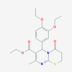 molecular formula C21H26N2O5S B11599558 ethyl 6-(3,4-diethoxyphenyl)-8-methyl-4-oxo-3,4-dihydro-2H,6H-pyrimido[2,1-b][1,3]thiazine-7-carboxylate 