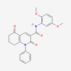 molecular formula C24H22N2O5 B11599617 N-(2,5-dimethoxyphenyl)-2,5-dioxo-1-phenyl-1,2,5,6,7,8-hexahydroquinoline-3-carboxamide 