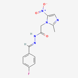 molecular formula C13H12FN5O3 B11599646 N'-[(E)-(4-fluorophenyl)methylidene]-2-(2-methyl-5-nitro-1H-imidazol-1-yl)acetohydrazide 