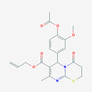 molecular formula C21H22N2O6S B11599684 prop-2-en-1-yl 6-[4-(acetyloxy)-3-methoxyphenyl]-8-methyl-4-oxo-3,4-dihydro-2H,6H-pyrimido[2,1-b][1,3]thiazine-7-carboxylate 