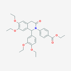molecular formula C32H37NO7 B11599896 ethyl 4-[1-(3,4-diethoxyphenyl)-6,7-diethoxy-3-oxo-3,4-dihydroisoquinolin-2(1H)-yl]benzoate 