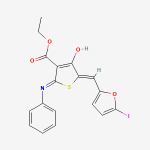 molecular formula C18H14INO4S B11599898 ethyl (5Z)-5-[(5-iodofuran-2-yl)methylidene]-4-oxo-2-(phenylamino)-4,5-dihydrothiophene-3-carboxylate 