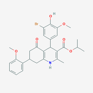 molecular formula C28H30BrNO6 B11599916 Propan-2-yl 4-(3-bromo-4-hydroxy-5-methoxyphenyl)-7-(2-methoxyphenyl)-2-methyl-5-oxo-1,4,5,6,7,8-hexahydroquinoline-3-carboxylate 
