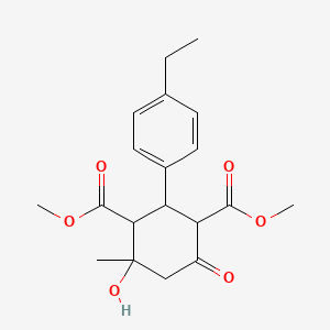 molecular formula C19H24O6 B11599990 Dimethyl 2-(4-ethylphenyl)-4-hydroxy-4-methyl-6-oxocyclohexane-1,3-dicarboxylate 