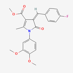 molecular formula C22H20FNO5 B11600008 methyl (4Z)-1-(3,4-dimethoxyphenyl)-4-(4-fluorobenzylidene)-2-methyl-5-oxo-4,5-dihydro-1H-pyrrole-3-carboxylate 