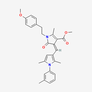 molecular formula C30H32N2O4 B11600052 methyl (4Z)-4-{[2,5-dimethyl-1-(3-methylphenyl)-1H-pyrrol-3-yl]methylidene}-1-[2-(4-methoxyphenyl)ethyl]-2-methyl-5-oxo-4,5-dihydro-1H-pyrrole-3-carboxylate 