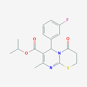 molecular formula C18H19FN2O3S B11600120 isopropyl 6-(3-fluorophenyl)-8-methyl-4-oxo-3,4-dihydro-2H,6H-pyrimido[2,1-b][1,3]thiazine-7-carboxylate CAS No. 618411-56-6