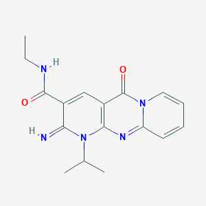 molecular formula C17H19N5O2 B11600131 N-ethyl-6-imino-2-oxo-7-propan-2-yl-1,7,9-triazatricyclo[8.4.0.03,8]tetradeca-3(8),4,9,11,13-pentaene-5-carboxamide 