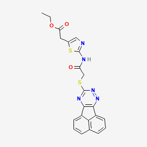molecular formula C22H17N5O3S2 B11600158 Ethyl (2-{[(acenaphtho[1,2-e][1,2,4]triazin-9-ylsulfanyl)acetyl]amino}-1,3-thiazol-5-yl)acetate 