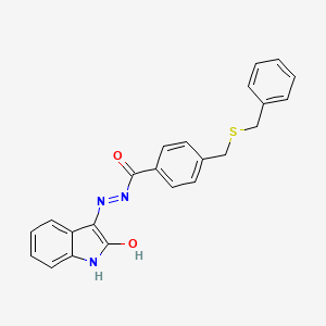 molecular formula C23H19N3O2S B11600167 4-[(benzylsulfanyl)methyl]-N'-[(3Z)-2-oxo-1,2-dihydro-3H-indol-3-ylidene]benzohydrazide 