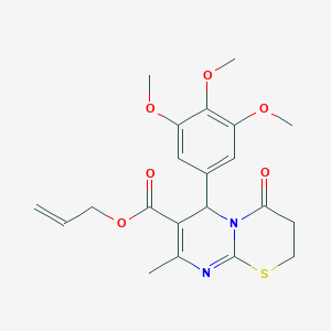 molecular formula C21H24N2O6S B11600216 Allyl 8-methyl-4-oxo-6-(3,4,5-trimethoxyphenyl)-3,4-dihydro-2H,6H-pyrimido[2,1-B][1,3]thiazine-7-carboxylate CAS No. 609794-32-3