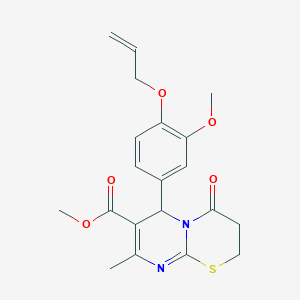 molecular formula C20H22N2O5S B11600266 methyl 6-[3-methoxy-4-(prop-2-en-1-yloxy)phenyl]-8-methyl-4-oxo-3,4-dihydro-2H,6H-pyrimido[2,1-b][1,3]thiazine-7-carboxylate 