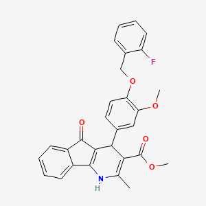 molecular formula C29H24FNO5 B11600322 methyl 4-{4-[(2-fluorobenzyl)oxy]-3-methoxyphenyl}-2-methyl-5-oxo-4,5-dihydro-1H-indeno[1,2-b]pyridine-3-carboxylate 