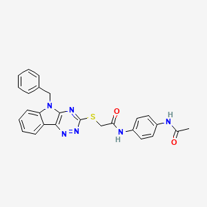 molecular formula C26H22N6O2S B11600400 N-[4-(acetylamino)phenyl]-2-[(5-benzyl-5H-[1,2,4]triazino[5,6-b]indol-3-yl)sulfanyl]acetamide 