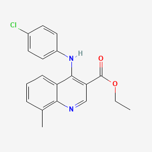 molecular formula C19H17ClN2O2 B11600408 Ethyl 4-[(4-chlorophenyl)amino]-8-methylquinoline-3-carboxylate 