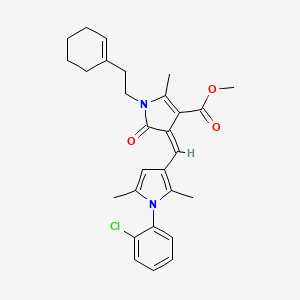 molecular formula C28H31ClN2O3 B11600409 methyl (4Z)-4-{[1-(2-chlorophenyl)-2,5-dimethyl-1H-pyrrol-3-yl]methylidene}-1-[2-(cyclohex-1-en-1-yl)ethyl]-2-methyl-5-oxo-4,5-dihydro-1H-pyrrole-3-carboxylate 