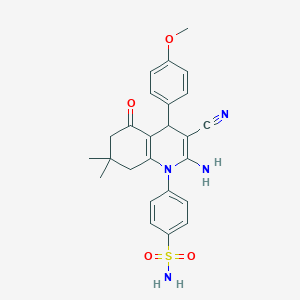 molecular formula C25H26N4O4S B11600656 4-[2-amino-3-cyano-4-(4-methoxyphenyl)-7,7-dimethyl-5-oxo-5,6,7,8-tetrahydroquinolin-1(4H)-yl]benzenesulfonamide 