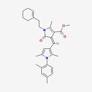 molecular formula C30H36N2O3 B11600665 methyl (4Z)-1-[2-(cyclohex-1-en-1-yl)ethyl]-4-{[1-(2,4-dimethylphenyl)-2,5-dimethyl-1H-pyrrol-3-yl]methylidene}-2-methyl-5-oxo-4,5-dihydro-1H-pyrrole-3-carboxylate 