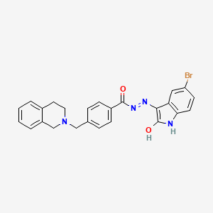 molecular formula C25H21BrN4O2 B11600674 N'-[(3Z)-5-bromo-2-oxo-1,2-dihydro-3H-indol-3-ylidene]-4-(3,4-dihydroisoquinolin-2(1H)-ylmethyl)benzohydrazide 