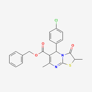 molecular formula C22H19ClN2O3S B11600769 benzyl 5-(4-chlorophenyl)-2,7-dimethyl-3-oxo-2,3-dihydro-5H-[1,3]thiazolo[3,2-a]pyrimidine-6-carboxylate 