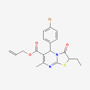 molecular formula C19H19BrN2O3S B11600787 prop-2-en-1-yl 5-(4-bromophenyl)-2-ethyl-7-methyl-3-oxo-2,3-dihydro-5H-[1,3]thiazolo[3,2-a]pyrimidine-6-carboxylate 