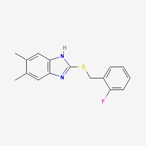 molecular formula C16H15FN2S B11600818 2-[(2-fluorobenzyl)sulfanyl]-5,6-dimethyl-1H-benzimidazole 